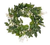 Mr Crimbo Christmas Wreath Snowberries Pink Flowers Green Leaves Branches 60cm
