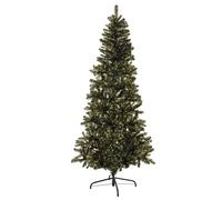 Mr Crimbo Enchanted Dream 7ft Christmas Tree - Slim Profile with Iridescent Green and Gold Tinsel, Hinged Branches, Easy Assembly, and Folding Metal Stand