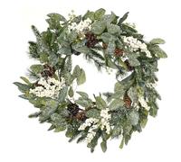 Mr Crimbo Frosted Christmas Wreath Pine Cones Snowberries Traditional Green 60cm
