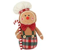 Mr Crimbo Gingerbread Figure Christmas Decoration Red Tartan Fabric 34cm - Candy Cane