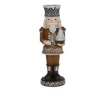 Mr Crimbo Gingerbread Nutcracker Candlestick with Cupcake - 25cm Christmas Candle Holder for Tapered Candle, Polyresin Soldier with Icing Detail for Table or Mantel Display