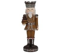 Mr Crimbo Gingerbread Nutcracker Candlestick with Doughnuts - 25cm Christmas Candle Holder for Tapered Candle, Festive Polyresin Soldier with Icing Detail for Dinner Table or Mantel