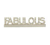 Mr Crimbo Gold Coloured Glitter Fabulous Word Light Up Wooden Sign With Warm White LEDs 48cm