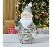 Mr Crimbo Large Christmas Decoration Rustic Ceramic Figure Pine Branch 45cm - Santa