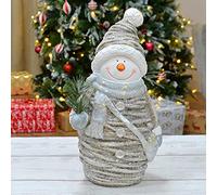 Mr Crimbo Large Christmas Decoration Rustic Ceramic Figure Pine Branch 45cm - Snowman