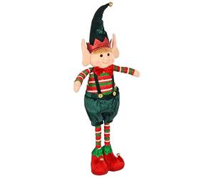 Mr Crimbo Large Christmas Elf Figure Standing Decoration Red Green Fabric 67cm - Boy