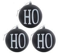 Mr Crimbo Pack of 3 HOHOHO Glitter Christmas Tree Baubles Decorations - Black