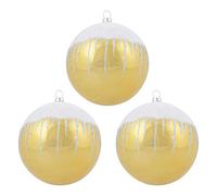 Mr Crimbo Pack of 3 Shiny Christmas Tree Baubles With Glitter Snowscape - Gold