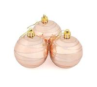 Mr Crimbo Set Of 10 Small Round Christmas Tree Baubles Shiny Mirror Finish With Swirl Design, Champagne 6cm