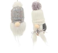 Mr Crimbo Set Of 2 Gonks Christmas Tree Decorations Skis White Grey Fabric 17cm