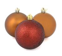 Mr Crimbo Set Of 9 Medium Round Christmas Tree Baubles Shiny Mirrored Matt Glittery, Coffee 8cm