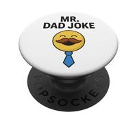 Mr. Dad Joke Black Text Happy Face PopSockets Adhesive PopGrip
