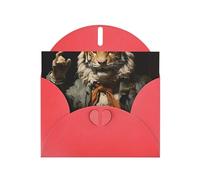 Mr. Dancing Tiger Horizontal Holiday Card With Red Heart Shaped Envelope And Write Various Holiday Greetings