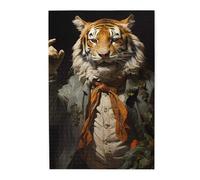 Mr. Dancing Tiger Picture puzzle.Wooden Jigsaw Puzzle for Adults Kids, Challenging jigsaw puzzle decorations