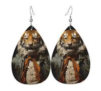 Mr. Dancing Tiger Teardrop Leather Earrings, Women'S Accessories, Versatile Earrings Suitable For Commuting And Travel.