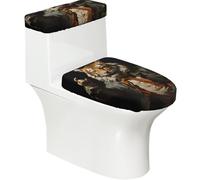 Mr. Dancing Tiger Toilet Lid Cover Set Elasticity Soft Durable Polyester Material for Bathroom Home Decor