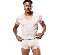 Mr. Davis Comfort Fit Premium Bamboo Viscose Tailored Cut Stylish V Neck Men's Undershirt, Tone, Medium