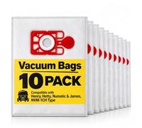 Mr.DIY Hoover Vacuum Bags 10 Pack Compatible with Henry, Hetty, Numatic & James, NVM-1CH Type, 3-Layer High Filtration Dust Bags, Self-Sealing, Easy Dust Disposal