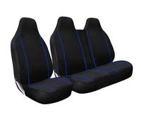 Mr E Saver Peugeot Boxer LWB Luxury Foam Cloth Van Seat Covers - Black Blue Piping
