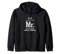 Mr. Est. 2026 Minimal Wedding Celebration Design Zip Hoodie