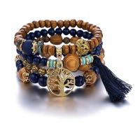 Mr.Fashion Elegant bloom: Unisex multi-layered beaded Bohemian bracelet with exotic and stylish charm elastic bracelet, Acrylic, No Gemstone