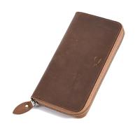 Mr.Fashion Men's advanced sense wallet RFID block - leather clutch bag multi-credit card large capacity zipper long wallet, Brown, One Size
