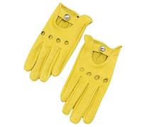Mr.Fashion Mens Touch Screen Leather Gloves Winter Plus Fleece Warm Riding Motorcycle Leather Gloves for Men (L, Yellow Without Touchscreen - No Lining)