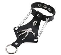 Mr.Fashion Over-the-top non-mainstream ring bracelet One leather strap Punk Goth Skull claw cuff bracelet, Faux Leather, No Gemstone