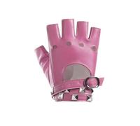 Mr.Fashion Punk Leather Fingerless Gloves, Suitable for Teen Girls and Women Driving Bicycle, Scooter, Cosplay Gloves (Light Pink)