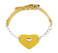 Mr.Fashion Punk Sweet cool big heart pendant necklace Leather stitching chain Love necklace collar chain collarbone chain, Leather, No Gemstone