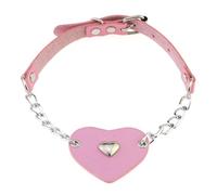 Mr.Fashion Punk Sweet cool big heart pendant necklace Leather stitching chain Love necklace collar chain collarbone chain, Leather, No Gemstone