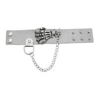 Mr.Fashion Skeleton ghost claw hipster male standard! Punk PU bracelet overbearing extraordinary rock full dominance!, Leather, No Gemstone