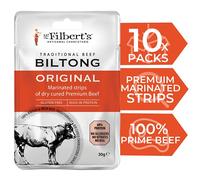 Mr Filbert's Fine Foods Original Biltong | Dairy Free & Gluten Free | 100% Natural Ingredients | Thin Slices of 100% Prime Beef Steak (10 Packs)