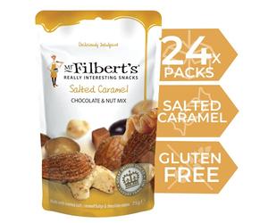 Mr Filbert's Fine Foods Salted Caramel Chocolate & Nut Mix | Luxury Trail Mix | Roasted Nuts with Salted Caramel & Chocolate Raisins | A truly Indulgent & Irresistible Snack - 24 Packs of 75g