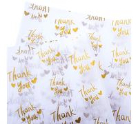 MR Five 50 Sheets White with Metallic Gold Thank You Tissue Paper Bulk,20" x 14",Thank You Tissue Paper for Packaging,Gift Bags,Metallic Gold Tissue for Graduation,Birthday,Thanksgiving