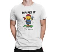mr fix it t Shirt Funny Jobs Trades Gift Tradesman Birthday stag do Hen do Emergency Services Fireman odd Job Man DIY House Jobs (UK, Alpha, L, Regular, Regular, White)