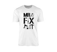 Mr Fix It T-Shirt Top Tee - Birthday Father's Day Dad Daddy Father DIY Handyman Plumber Plasterer Builder Electrician Tools Mens Fashion Clothing Gift Present (2XL, White)