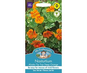 Mr. Fothergill's Nasturtium Tip Top Alaska Flower Seeds - Deep Orange