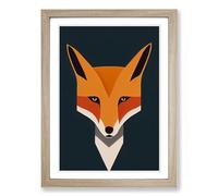 Mr Fox Abstract Art Vol.1 Framed Print | A2 Oak Framed Wall Art | Ready to Hang | Abstract Animal Picture | Living Room Bedroom Lounge Office
