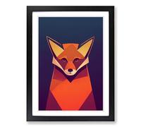 Mr Fox Abstract Art Vol.2 Framed Print | A2 Black Framed Wall Art | Ready to Hang | Abstract Animal Picture | Living Room Bedroom Lounge Office