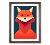 Mr Fox Abstract Vol.2 Framed Print | A2 Walnut Framed Wall Art | Ready to Hang | Abstract Animal Picture | Living Room Bedroom Lounge Office