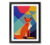Mr Fox Abstract Vol.3 Framed Print | A2 Black Framed Wall Art | Ready to Hang | Abstract Animal Picture | Living Room Bedroom Lounge Office