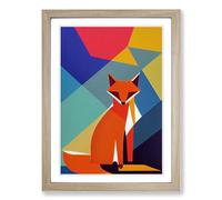 Mr Fox Abstract Vol.3 Framed Print | A2 Oak Framed Wall Art | Ready to Hang | Abstract Animal Picture | Living Room Bedroom Lounge Office