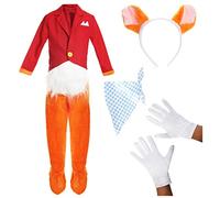 Mr Fox Costume For Kids - Large - Fantastic Fox Costume For World Book Day/Book W oat With Attached Fox Tail + Cravat + Fox Pinafore Trousers With Shirt Front + Gloves + Fox Ears