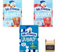 Mr Freeze Ice Jubbly Ice Lollies (Cola, Strawberry, Blue Raspberry) - Made with Fruit Juice 8x62ml - (Pack of 3)