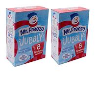 Mr Freeze Jubbly Pack of 2 Ice Lollies Freeze Pops Strawberry Natural Flavours - 16 x 62mls