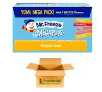 Mr. Freeze Mega Pops 75 Pack Assorted Ice Pops 90ml - Mixed Flavour Freeze Pops for Kids, Parties, BBQs & Summer Cooling Treats - Ice Lollies