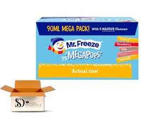 Mr Freeze Mega Pops Assorted Flavours 75x90ml -Lemonade, Raspberry, Cola, Strawberry & Tropical Flavors - Perfect for Parties & Kids Refreshing Ice Pops for Summer Fun - Bulk Pack of 75 ice pops