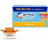 Mr Freeze Mega Pops Assorted Flavours 75x90ml -Lemonade, Raspberry, Cola, Strawberry & Tropical Flavors - Perfect for Parties & Kids Refreshing Ice Pops for Summer Fun - Bulk Pack of 75 ice pops