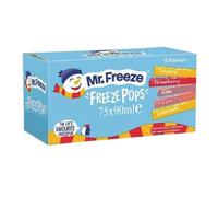 Mr Freeze Multipack Freeze Pops (75 x 90ml - full box) Assoerted Flavour Ice Lolly Snack - Raspberry, Strawberry, Cola, Lemonade, Tropical with Welari Thank You Card | (1 Pack)